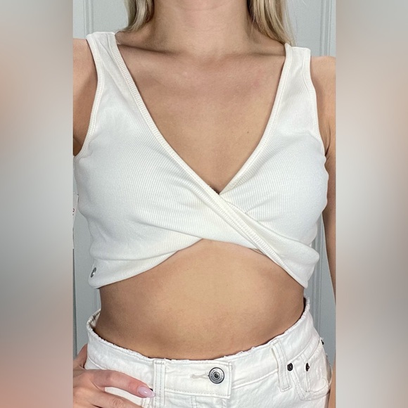Roxy White Wrap Crop Top - Picture 1 of 7